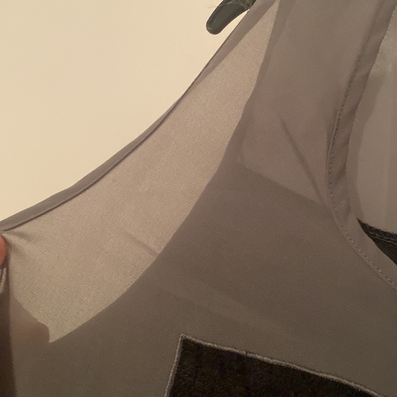 Sheer grey black cross lace top - Picture 2 of 3